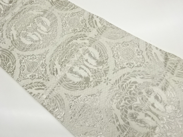 JAPANESE FUKURO OBI / PLATINUM​ FOIL / WOVEN BIRDS